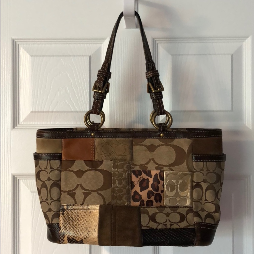 Coach Animal Print Patchwork Tote